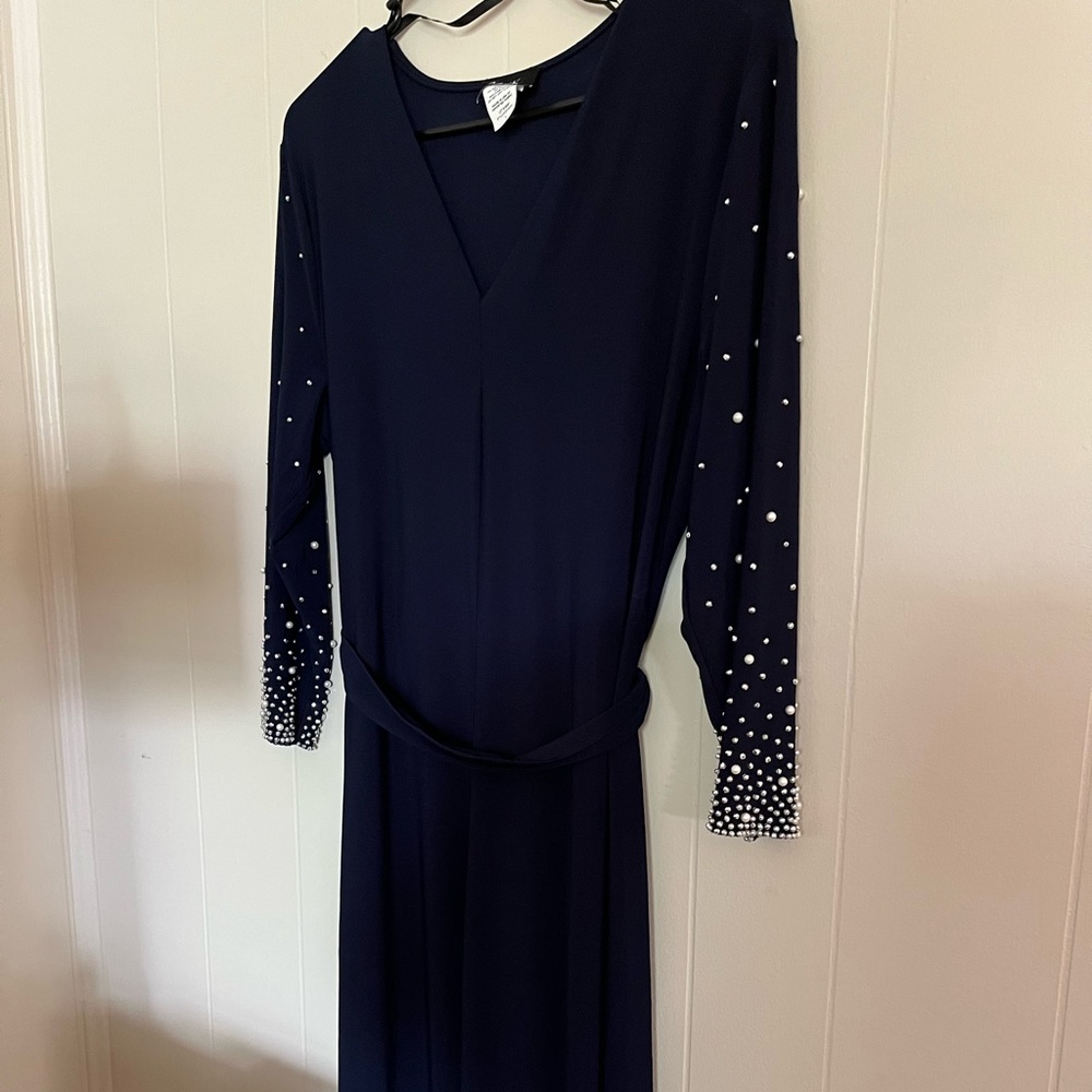 Navy blue dress with embellishments